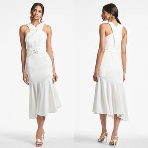 NWT Sachin & Babi Naomi Belted Halter Midi Dress in Ivory Size 12